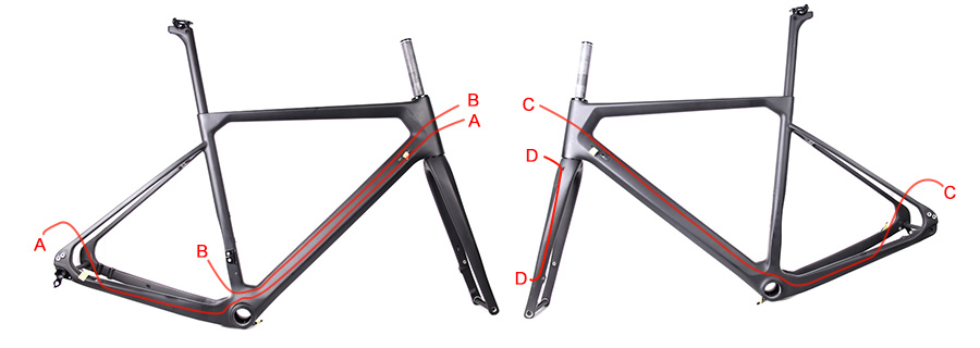 Roteamento interno completo de cabos para bicicleta de cascalho LCG010-D