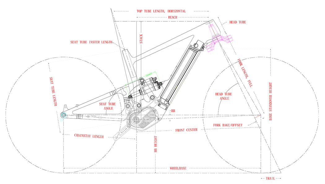 Quadro de bicicleta elétrica LightCarbon LCE971 Geometria