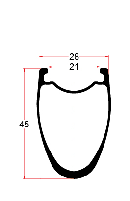 Desenho do aro de carbono BRD28-45C