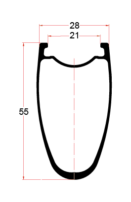 Desenho do aro de carbono BRD28-55C
