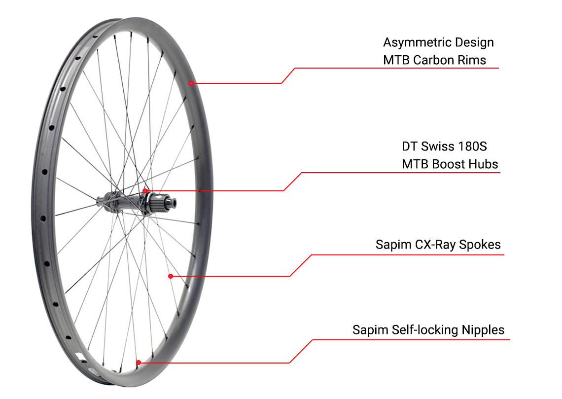 roda de carbono de mountain bike com cubos de impulso DT180