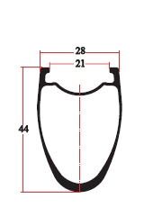 Desenho seccional do aro RD28-44C