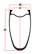 Desenho seccional do aro RD28-55C