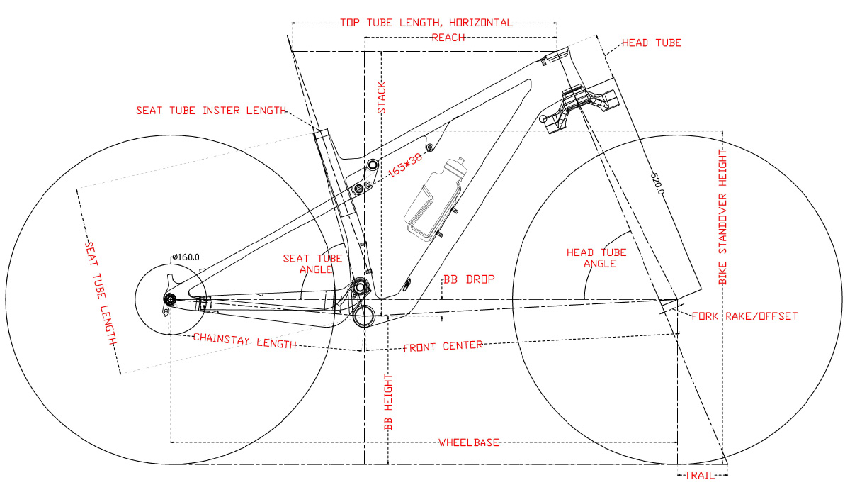 geometria para quadro de bicicleta cross country 29er