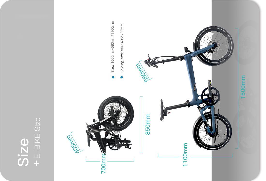 Tamanho de bicicleta elétrica dobrável de carbono LCE-XO